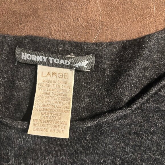 HORNY TOAD Women's LambswoolAngora/Cashmere (L) Crewneck Sweater leaf design - Picture 6 of 9